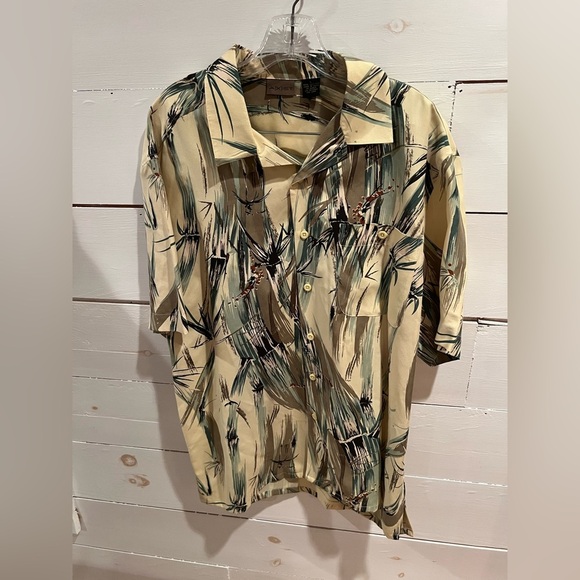 Axist Tropical Print Men's 100% Silk Shirt, size large, Hawaiian, Summer - Picture 1 of 4